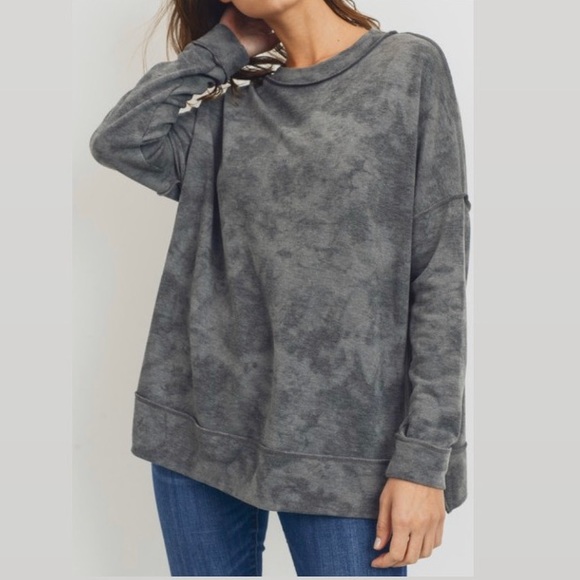 Women’s Cherish Brand Grey Mix Tie Dye Look Top - Picture 3 of 8